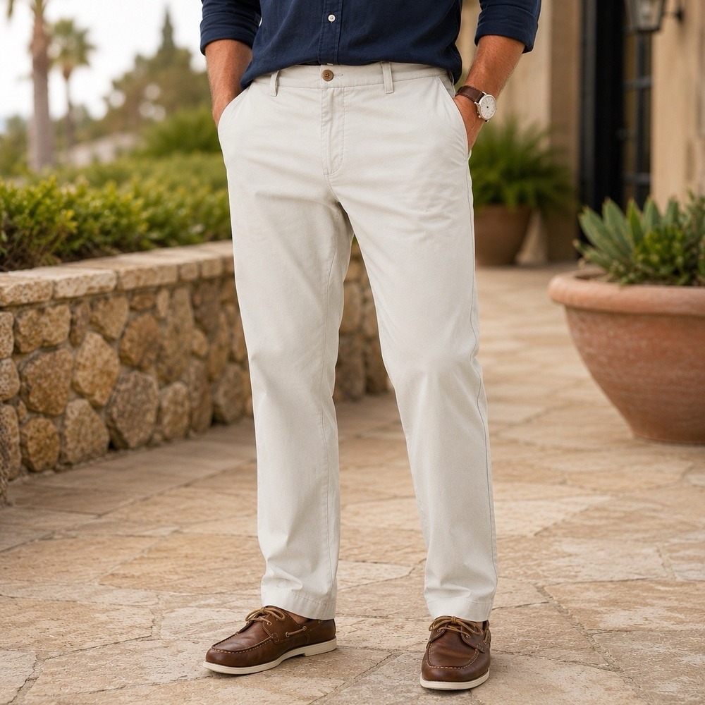 Tommy Bahama Boracay Mens 38x34 Stone Stretch Chino Pants Straight Cotton